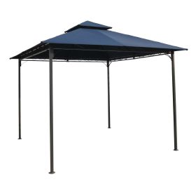 10Ft x 10Ft Outdoor Garden Gazebo with Iron Frame and Navy Blue Canopy