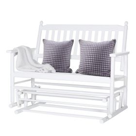 4 Ft Traditional Solid Wood Outdoor Patio Glider Swing Bench in White