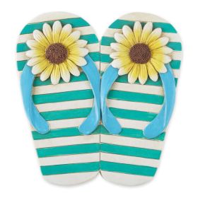 Accent Plus Cement Flip Flops Stepping Stone - Sunflower Stripe